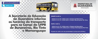 Prefeitura de Guarabira disponibiliza transporte para universitários que estudam em Bananeiras, Mamanguape e Rio Tinto  