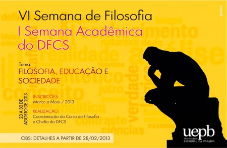 Inscrições para 6ª Semana de Filosofia da Universidade Estadual estão abertas até o dia 31 de maio